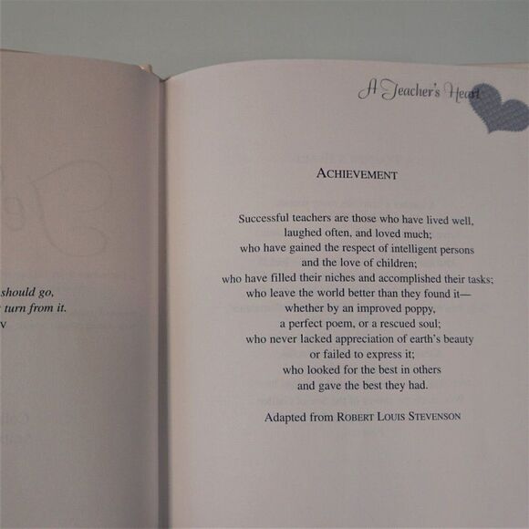 A Teachers Heart: Thank you for Being My Teacher 1998 Barbour Hardcover - Picture 5 of 7